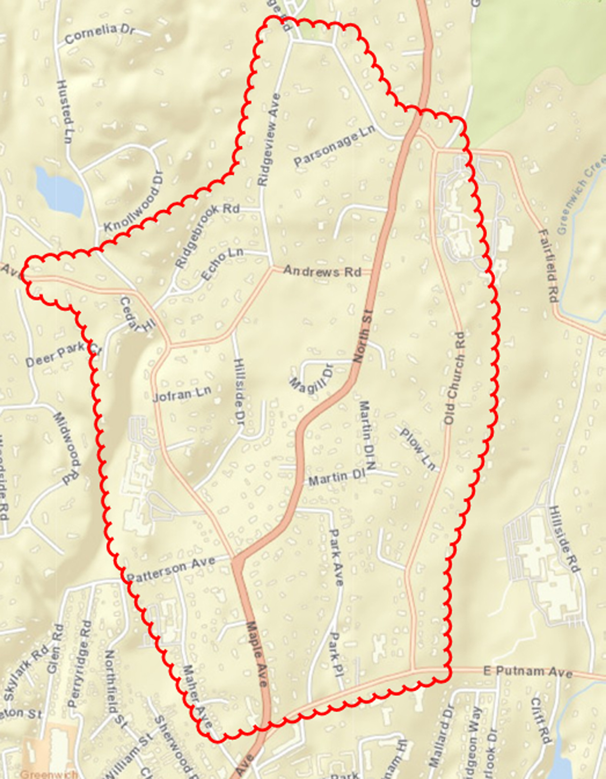 map of customers in Greenwich, CT affected by irrigation restrictions