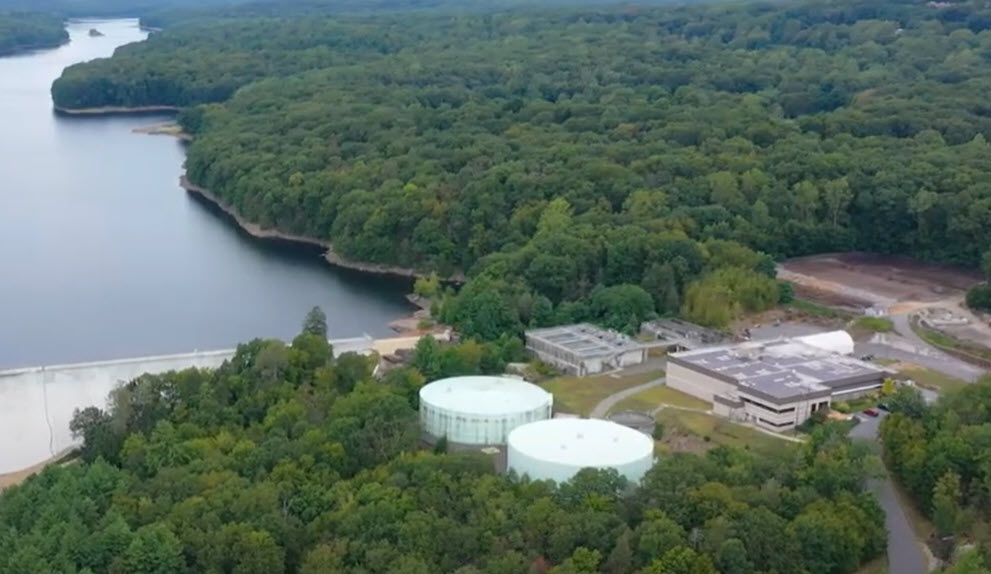 Aerial shot of water plant